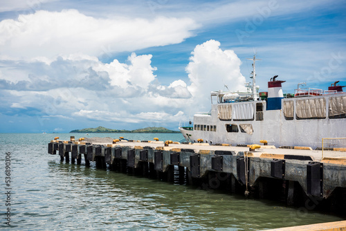 Ubay, Bohol, Philippines - A typical monohull RoRo ship docked at the port to cross to Leyte. photo
