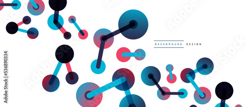 Line points connections geometric abstract background. Circles connected by lines. Trendy techno business template for wallpaper, banner, background or landing