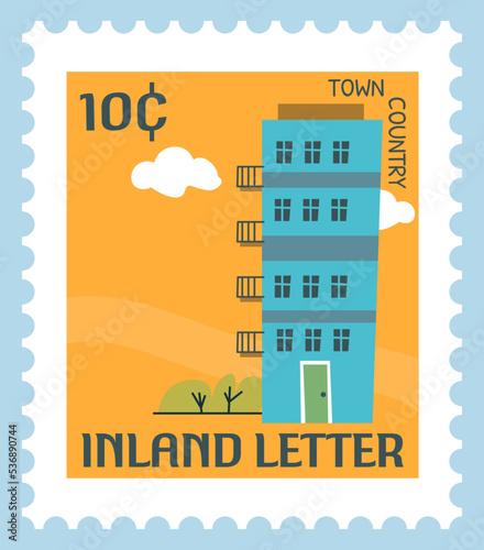 Inland letter, country town architecture postmark