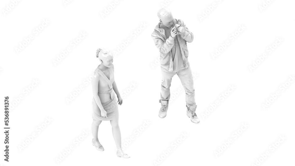 3D High Poly Humans - SET2 Monochromatic - Isometric View 4 3D High Poly Humans - SET2 Monochromatic - Isometric View 4