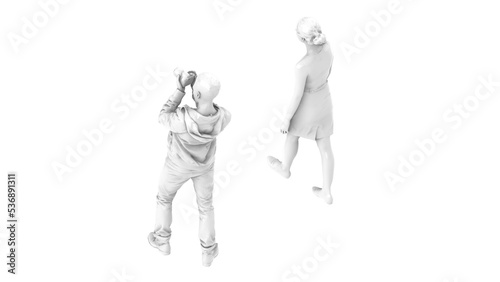 3D High Poly Humans - SET2 Monochromatic - Isometric View 1