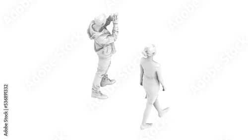 3D High Poly Humans - SET2 Monochromatic - Isometric View 2