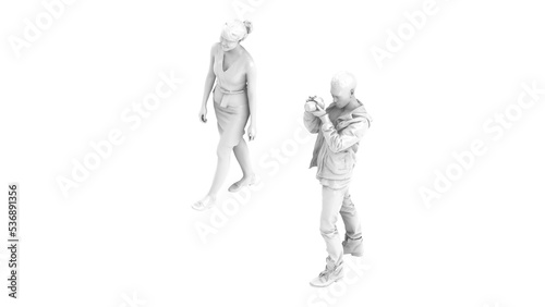 3D High Poly Humans - SET2 Monochromatic - Isometric View 3