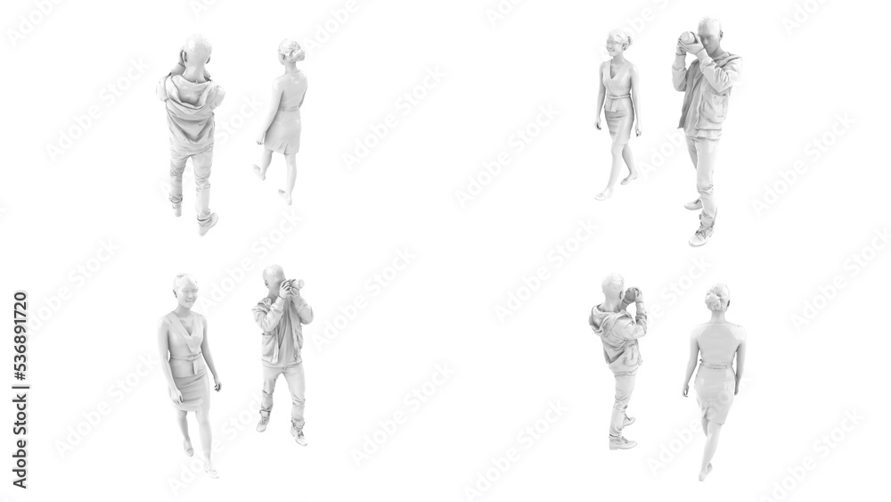 3D High Poly Humans - SET2 Monochromatic - Perspective Views 3D High Poly Humans - SET2 Monochromatic - Perspective Views
