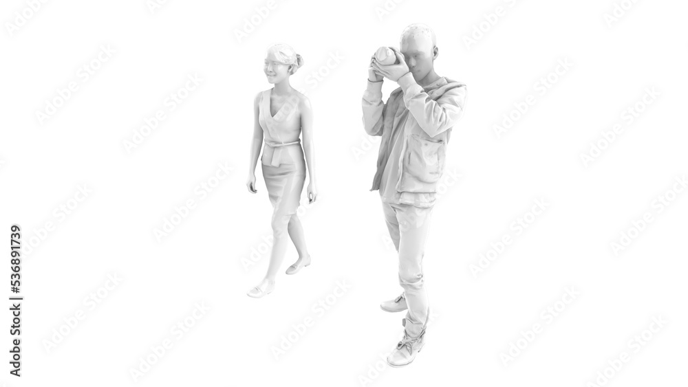 3D High Poly Humans - SET2 Monochromatic - Perspective View 2 3D High Poly Humans - SET2 Monochromatic - Perspective View 2