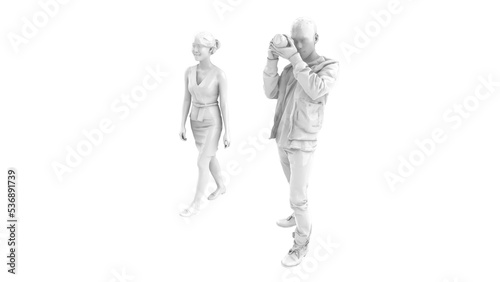 3D High Poly Humans - SET2 Monochromatic - Perspective View 2