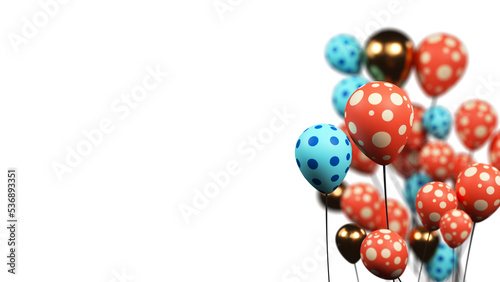 Realistic Balloon Bunch Decorated Background And Copy Space.