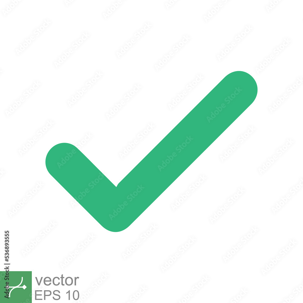 Green check mark icon. Simple flat style. Tick symbol, checkbox, right, checkmark, yes, correct, acceptance, ok concept. Vector illustration isolated on white background. EPS 10. Green check mark icon. Simple flat style. Tick symbol, checkbox, right, checkmark, yes, correct, acceptance, ok concept. Vector illustration isolated on white background. EPS 10.