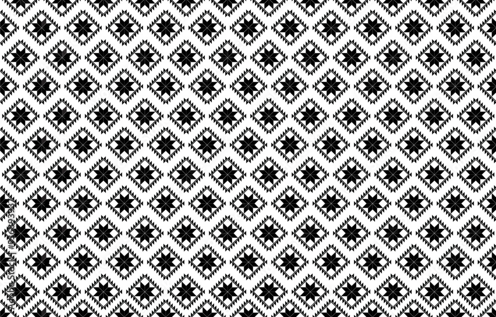 Geometric ethnic pattern Oriental and Asia traditional style. black and white. Design for tile, ceramic, background, wallpaper, clothing, wrapping paper, fabric, and Vector illustration. pattern style