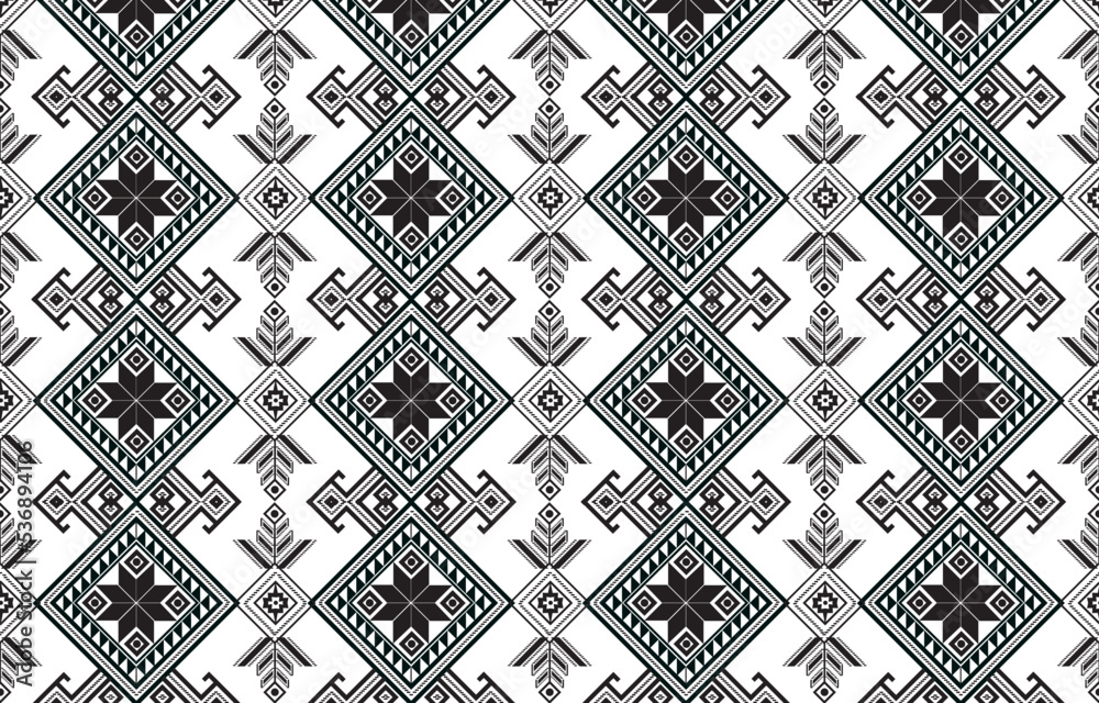 Fototapeta premium Geometric ethnic pattern Oriental and Asia traditional style. black and white. Design for tile, ceramic, background, wallpaper, clothing, wrapping paper, fabric, and Vector illustration. pattern style