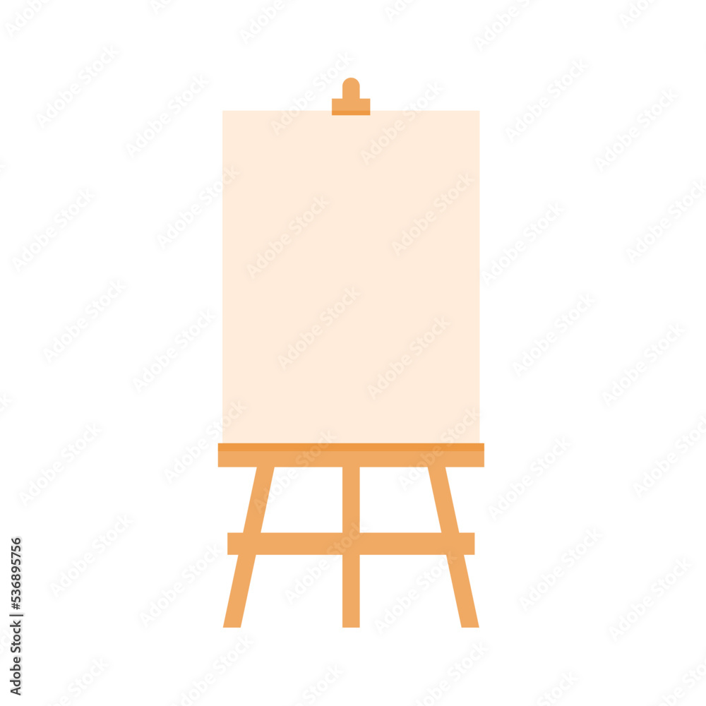 Wooden easel template of a colored table and white paper,Blank canvas on a painting easel,white drawing paper
