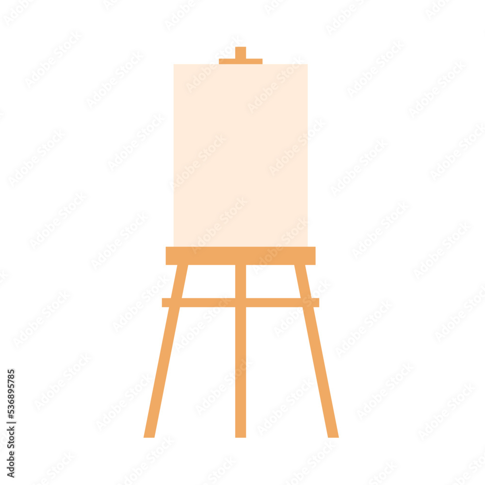 Wooden easel template of a colored table and white paper,Blank canvas on a painting easel,white drawing paper Wooden easel template of a colored table and white paper,Blank canvas on a painting easel,white drawing paper