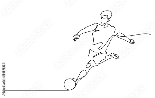 one line drawing of man shooting football vector illustration for advertising,celebration,document, application, website, web, mobile app, printing, banner, logo, poster design, etc.