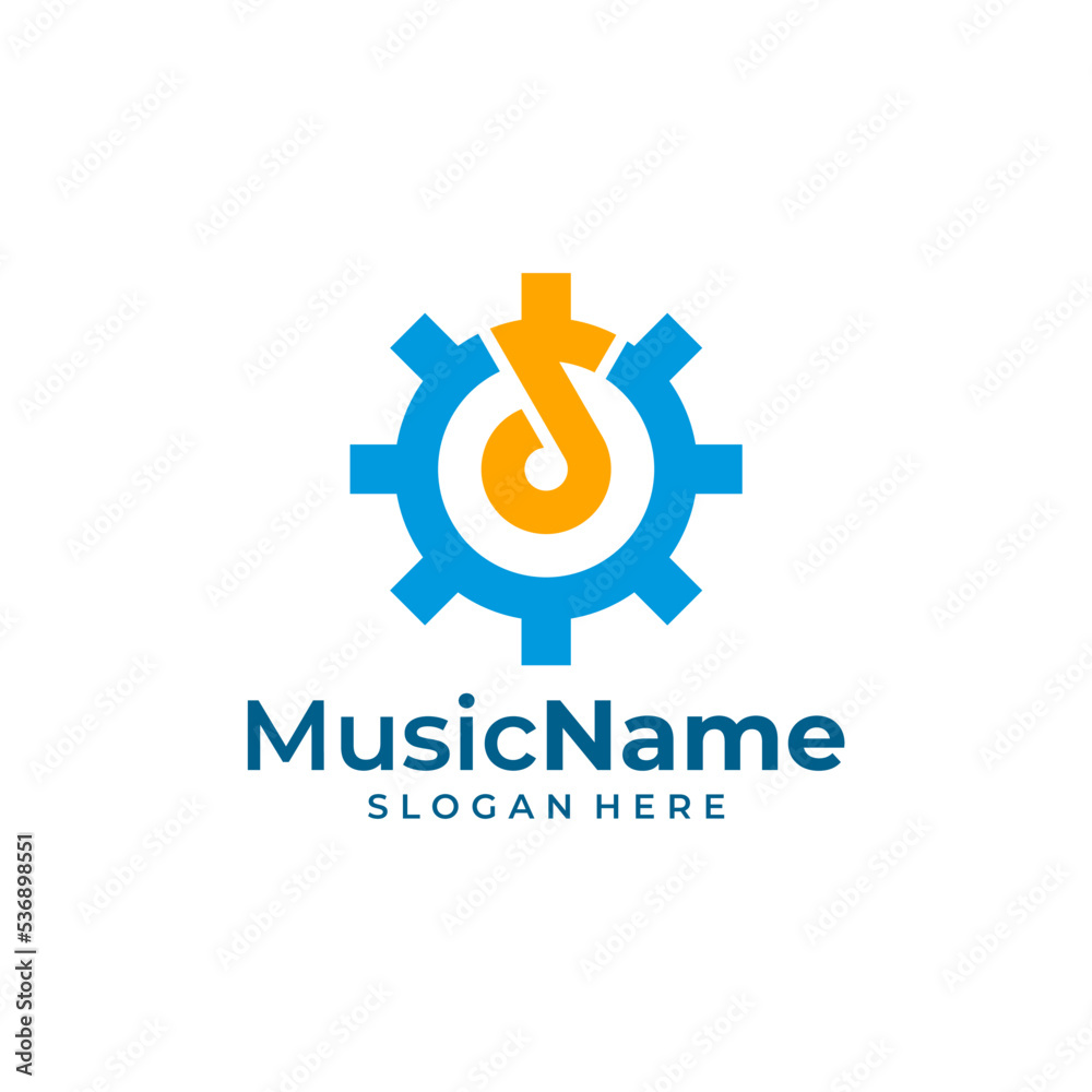 Music Gear Logo Vector Icon Illustration. Gear Music logo design template Music Gear Logo Vector Icon Illustration. Gear Music logo design template