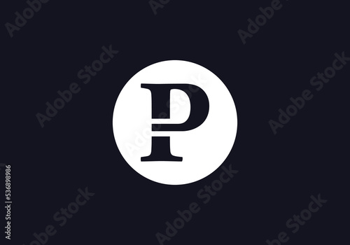 Flat circle logo icon and circle favicon letter P