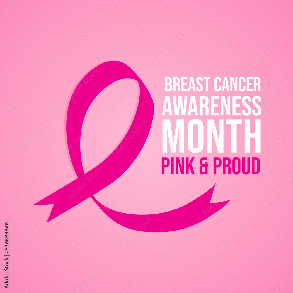 Pink ribbon to World Breast Cancer Awareness month. Bright Brest Cancer medical banner. Vector illustration.