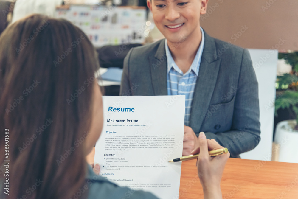 Businessman job interview by human resource HR officer interviwing