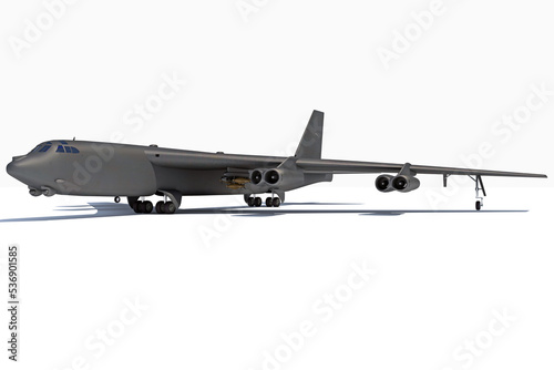 Military Airplane 3D rendering on white background