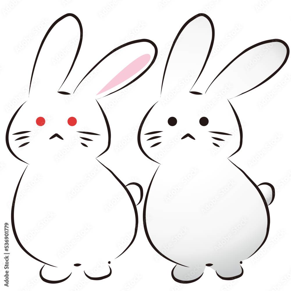 Obraz premium 卯年動物手描きうさぎイラスト