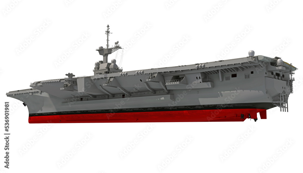 Aircraft Carrier Military Vessel 3D rendering on white background