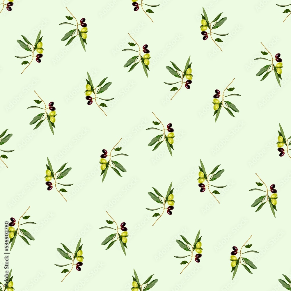 Seamless olive pattern. Olive branches on a green background. Seamless olive pattern. Olive branches on a green background.