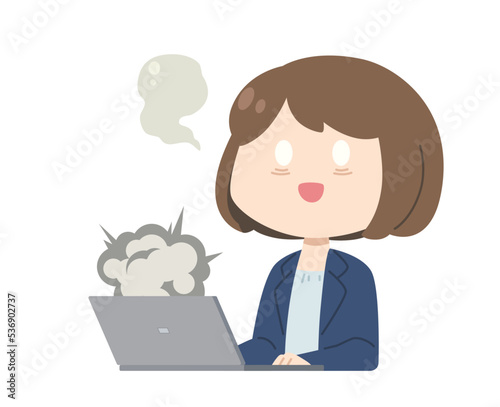 女性　パソコン　イラスト