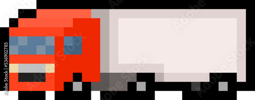 Red transportation truck - isolated 8 bit png