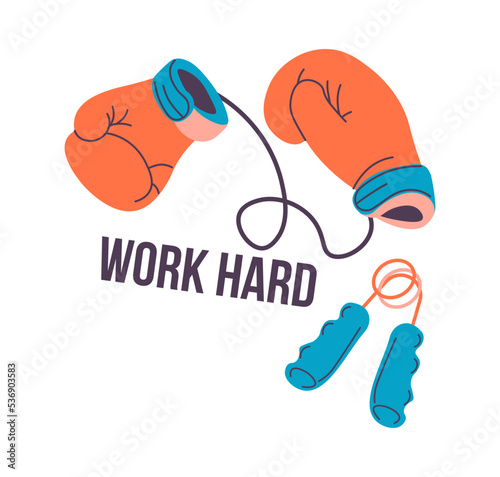 Sports and working out, boxing work hard logo