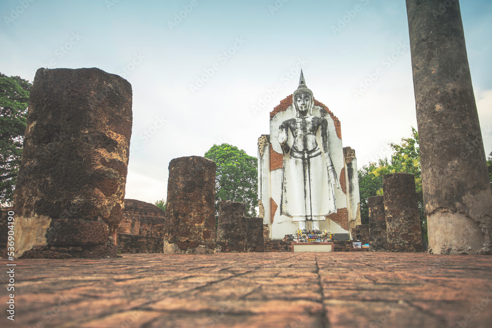 The big buddha Phra Attharot at Wat Viharn Thong in Phitsanulok, Thailand.