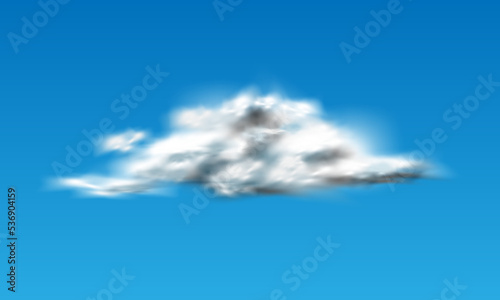 Realistic big white cloud fog smoke on blue sky background vector
