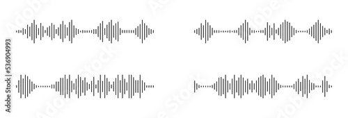 Set of sound or audio wave icon. Soundwave, social media message, voice assistant, audio. Sound waveform pattern for music player, podcasts, video editor, voise message, dictaphone. Vector