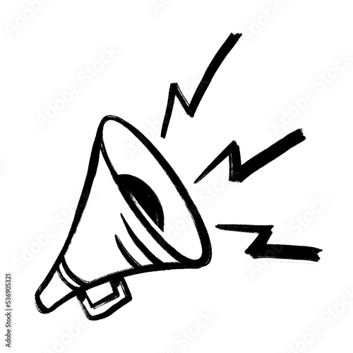 Megaphone hand drawn illustration in brush stroke design