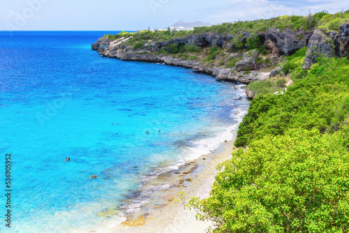 Beach of the 1000 steps in Bonaire on a rock. © atosan