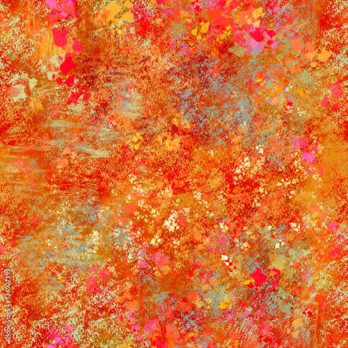 Abstract blurred paint seamless background in vivid autumn color palette Mixed irregular layered spots, blots, splashes, smudges and strokes Wall art; print, artwork, home decor