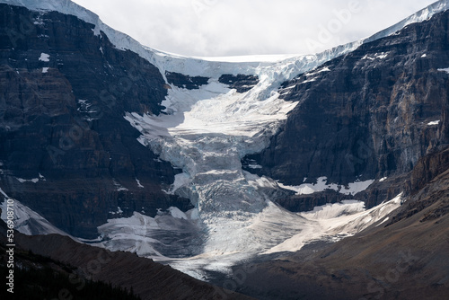 Snow dome glacier with Columbia Icefield on top, Jasper national park, Alberta, Canada.