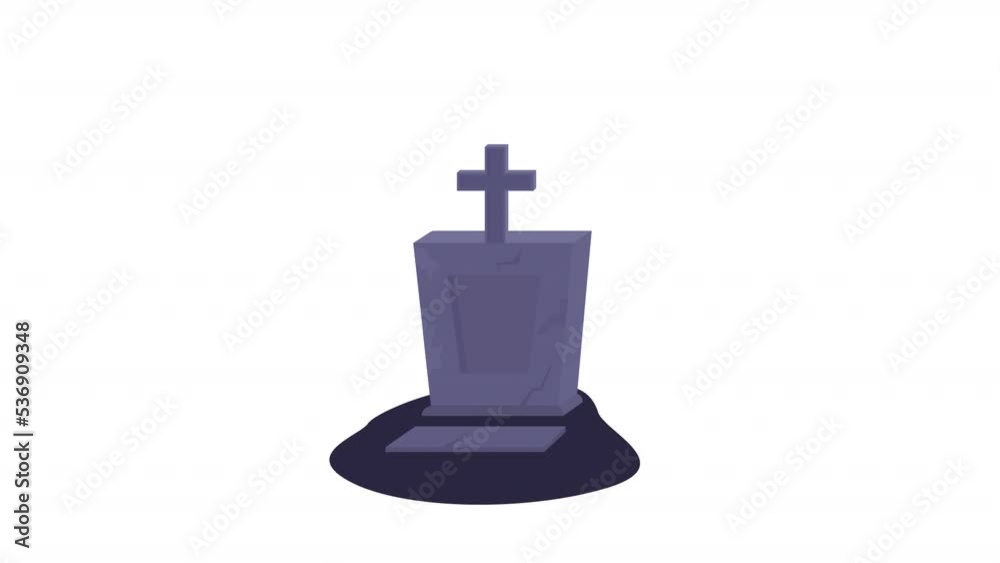 Animated gravestone object. Full sized flat item. HD video footage with alpha channel. Monster raised from grave color cartoon style illustration on transparent background for animation Animated gravestone object. Full sized flat item. HD video footage with alpha channel. Monster raised from grave color cartoon style illustration on transparent background for animation
