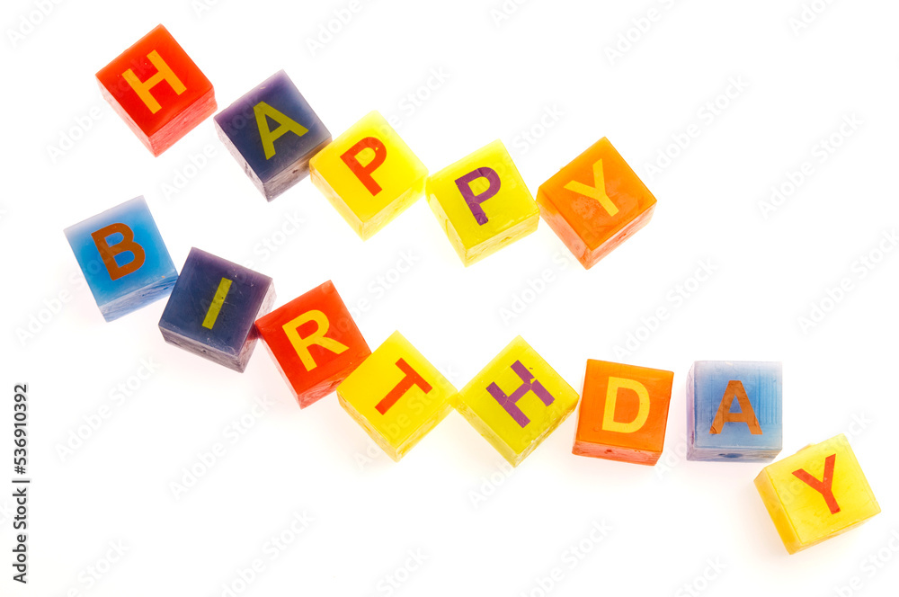 happy birthday with colorful cubes isolated happy birthday with colorful cubes isolated
