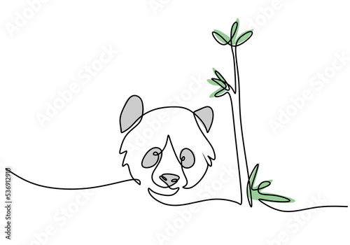One continuous single line of International red panda day with bamboo tree isolated on white background.