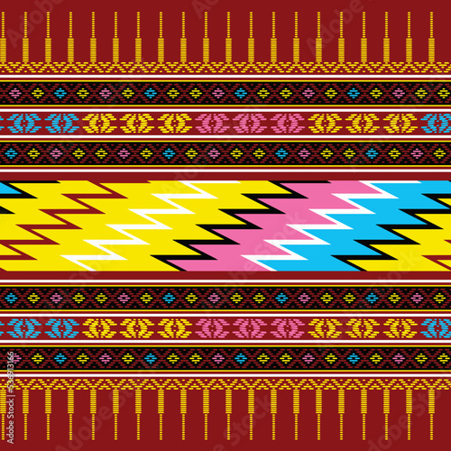 Navajo Ikat Ethnic Border PatternCross Stitch. Geometric ethnic patterns. Design for Saree, Patola, Sari, Dupatta, hispanic pattern, Clothing, fabric, batik, Knitwear, Embroidery Design