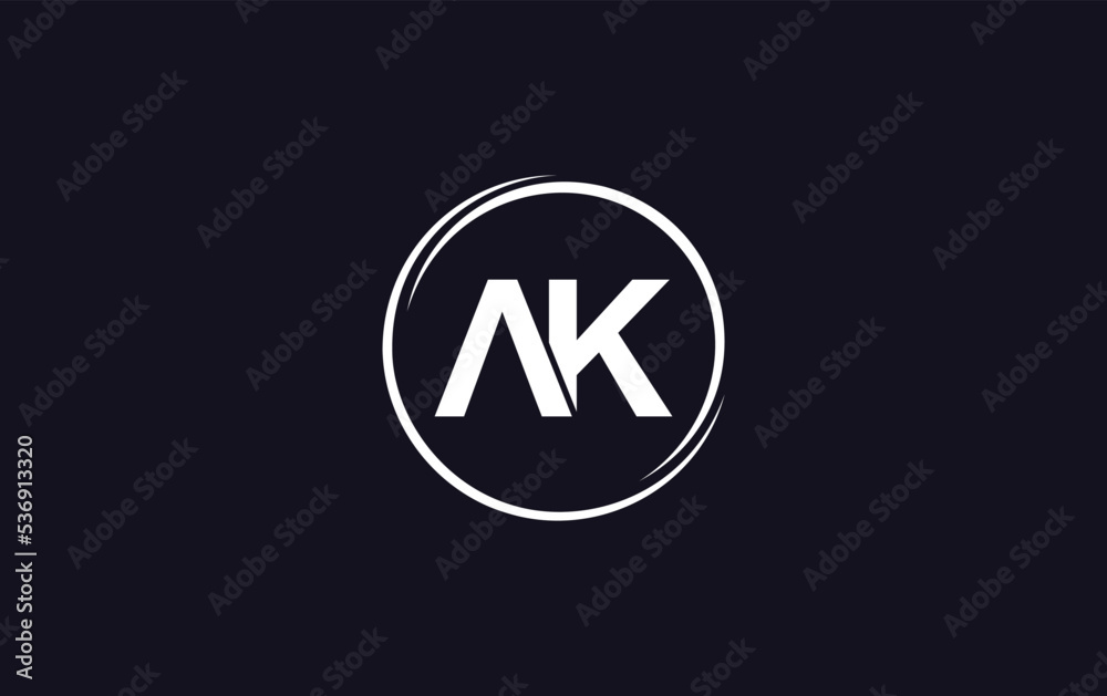 Circle logo icon and circle favicon flat letter AK Circle logo icon and circle favicon flat letter AK