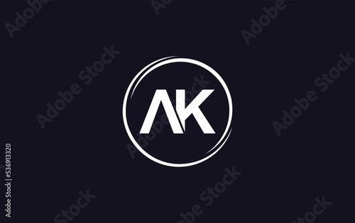 Circle logo icon and circle favicon flat letter AK