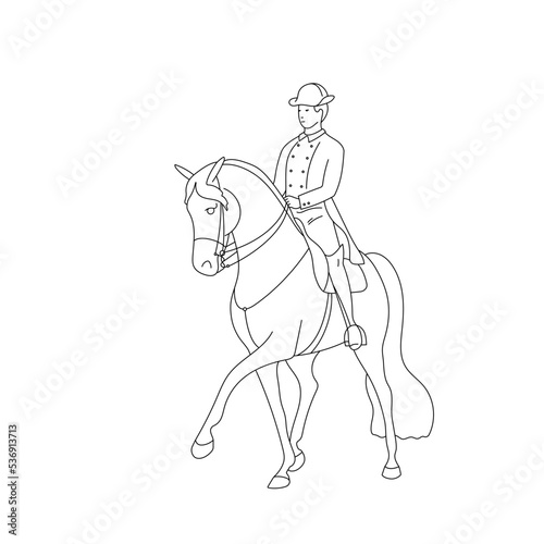 Fototapeta Naklejka Na Ścianę i Meble -  Classic dressage, a rider on a horse performs the half pass