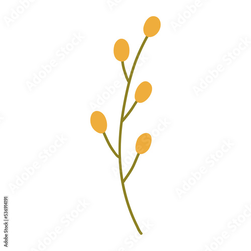 Branch with berries isolated on white background. Vector illustration in hand-drawn flat style. Perfect for cards  logo  decorations  various designs. Botanical clipart.