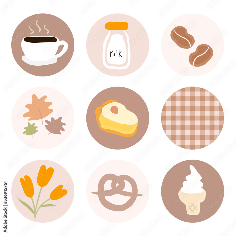 Instagram Highlights cover icons.white background.
vector, illustration
