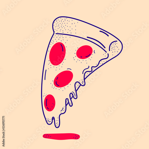 illustration Vector outline pizza. iconpizza 
