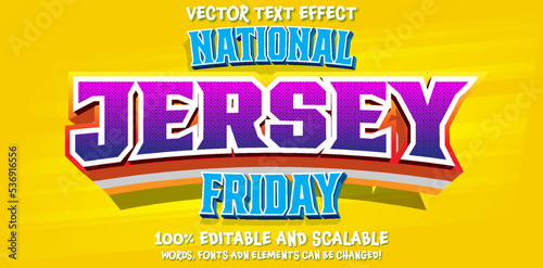 National Jersey Friday text, editable american football holiday letters font template on yellow sport background. Ready to use for brands, teams, social, events, announcements. Fully editable