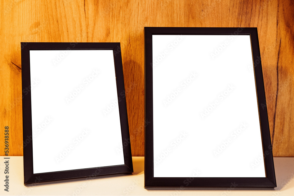 Blank picture frame on the shelf as mockup copy space Blank picture frame on the shelf as mockup copy space