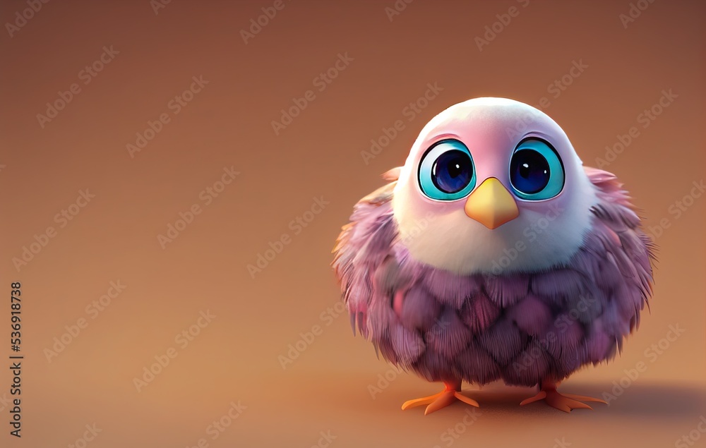 Fototapeta premium 3D rendered computer-generated image of a thanksgiving holiday turkey. Adorable kawaii young bird made to look like modern animation style.