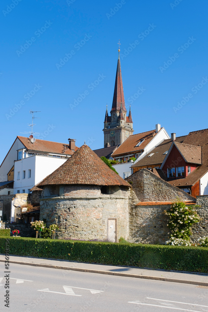 Germany, Baden-Wurttemberg, Radolfzell, Street in front of medieval fortifications Germany, Baden-Wurttemberg, Radolfzell, Street in front of medieval fortifications