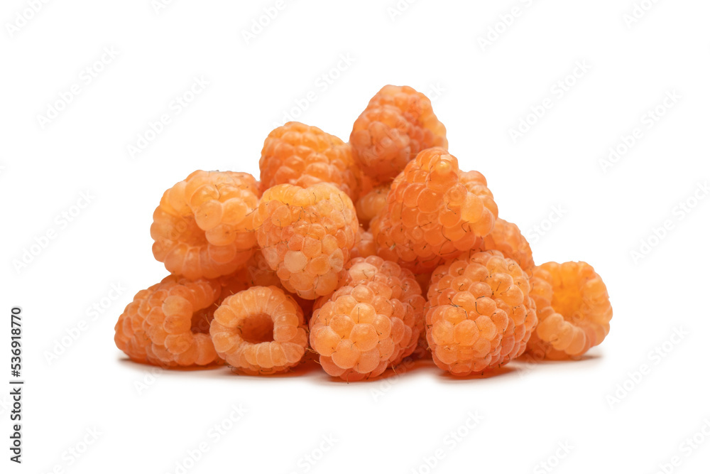 Tasty raspberries isolated on  white background.